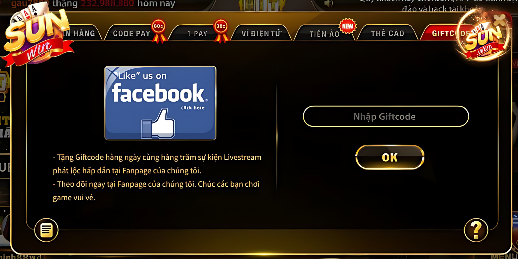 Thưởng tặng giftcode lên đến 100K điểm mỗi ngày